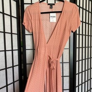 Pink wrap around dress by Forever 21.